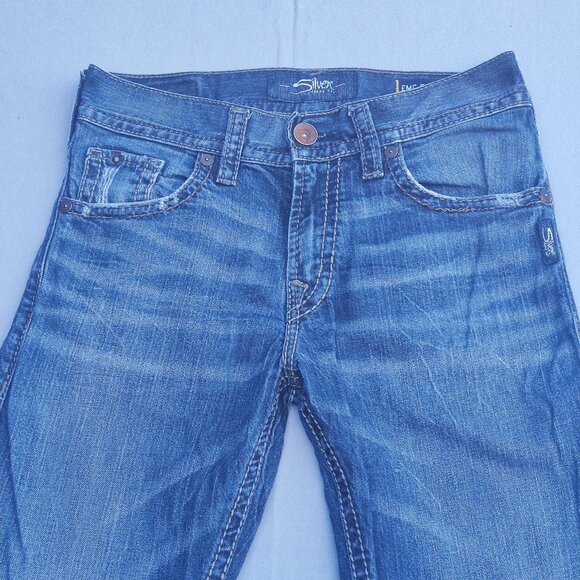 Silver Jeans Zac relaxed fit straight leg men's W30/L32  indigo blue distressed - Picture 2 of 16
